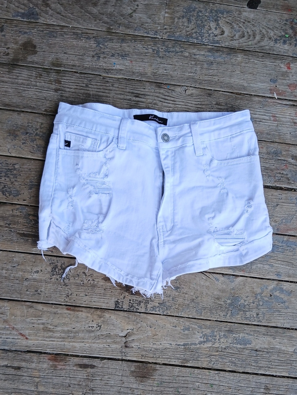 Kancan White Distressed Women's Denim Shorts Size 11